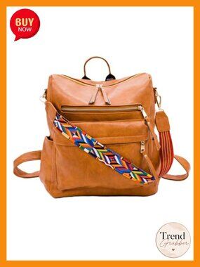 Convertible Vegan Leather Backpack Purse for Women, Removable Strap, Laptop